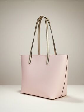 Kate Spade Blush Pink Saffiano Leather Tote Gold Strap NWOT Original Dust Bag